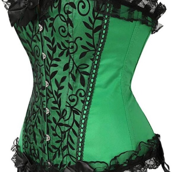 Floral Lace Overlay Trim Satin Corset Top *BRAND NEW - Picture 2 of 5